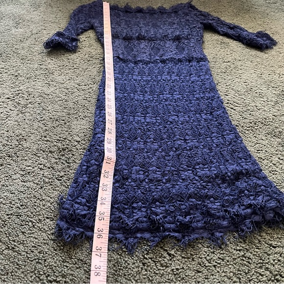 NWOT Nightcap Florence Navy Blue Sheer Lace V-Back 3/4 Sleeve Mini Dress Size 2 - Picture 10 of 12